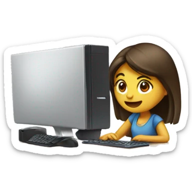 Girl breaking a pc set up sticker
