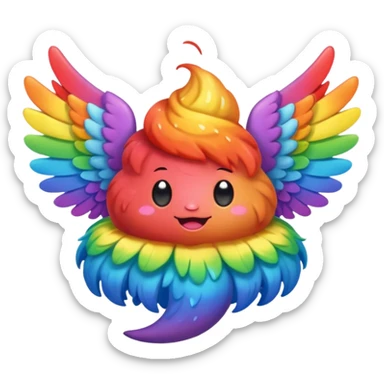 rainbow poop with wings sticker