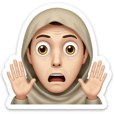 man seriously frightened by a hideous ghost  sticker