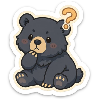 Tank the Bear from Solo Leveling, super cute chibi style, with a question mark above the head sticker