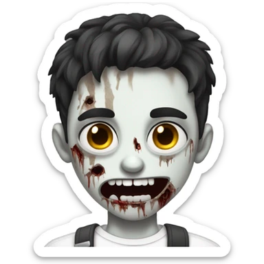 teen boy zombie with dark hair and white shirt sticker