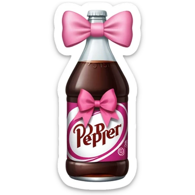 dr pepper bottle with a pink bow on top sticker