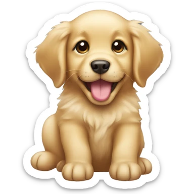 A golden retriever puppy emoji with a playful wink and tongue out sticker