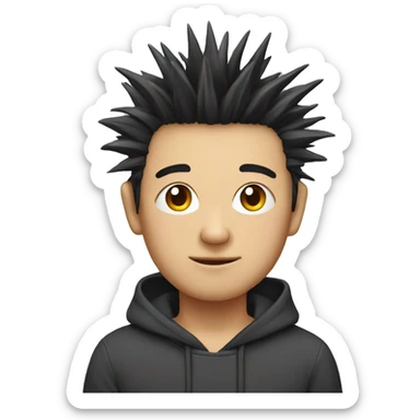 asian,spiky hair,square face,hoodie sticker