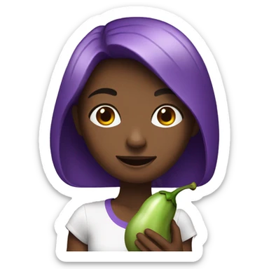 girl with eggplant  sticker