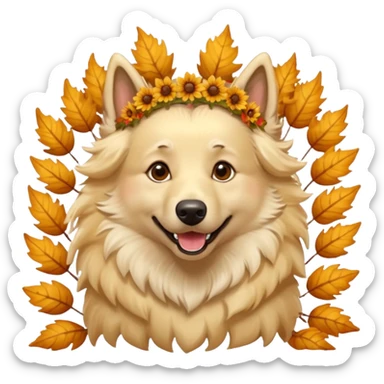 White female belgian Shepard Dancing in the fall sticker