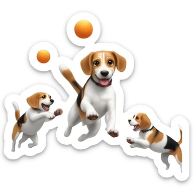 Beagle snowball fight sticker