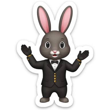 Lapin noir qui fête une victoire sticker