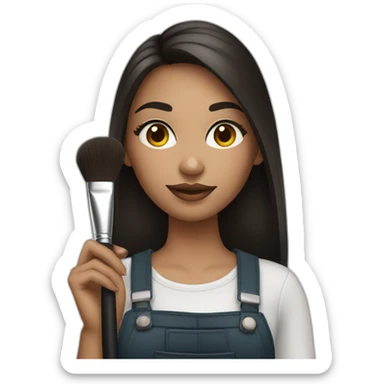 A makeup artist spanish girl with a makeup brush in her hand sticker