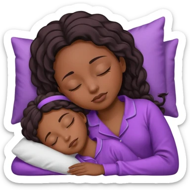 UNE FEMME DE COULEUR DE PEAU NOIRE HABILLE AVEC UN PYJAMA VIOLET ET ELLE DORT LES YEUX FERMES sticker