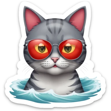 a bad kitty on the waves. make the cat look devlishish with a pair of ray bans on sticker