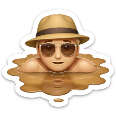apple style emoji of a man lying face down in a puddle sticker
