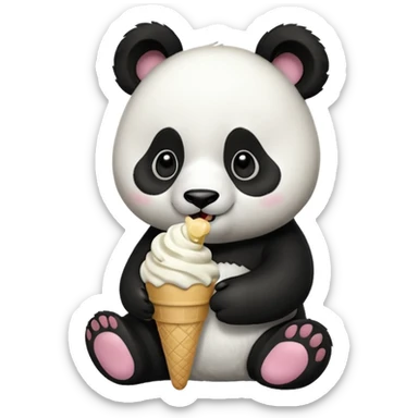 Panda eating ice cream sticker