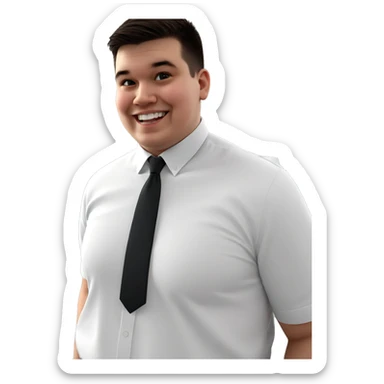 smiling boy in white shirt sticker