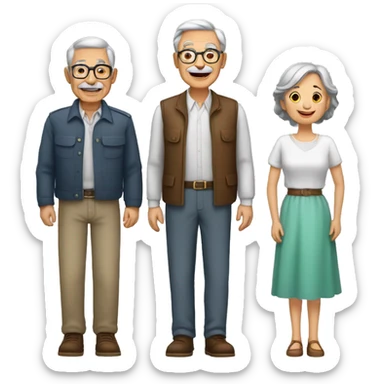 abuelo y nieta, hombre canoso y mujer joven sticker