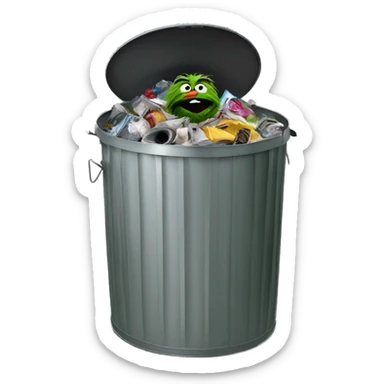 oscar the grouch inside metal trash can sticker