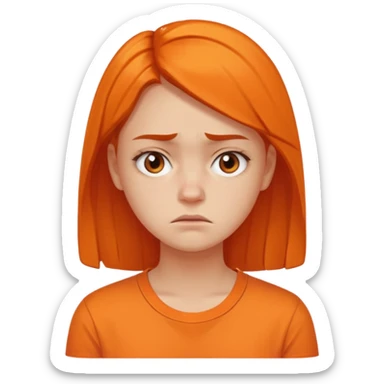 25 year old woman in orange shirt, she looks like she is in pain sticker