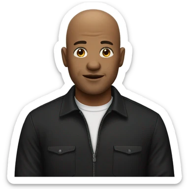 bald man in black shirt sticker