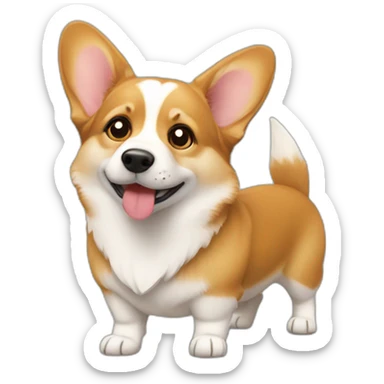 corgi kissing sticker