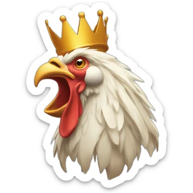 howling rooster with a crown on its head sticker