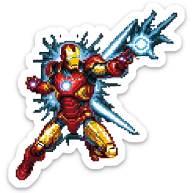 Iron Man flying with repulsor beams sticker