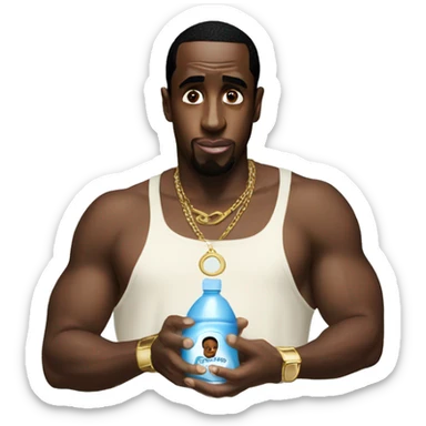 P diddy holding baby oil sticker