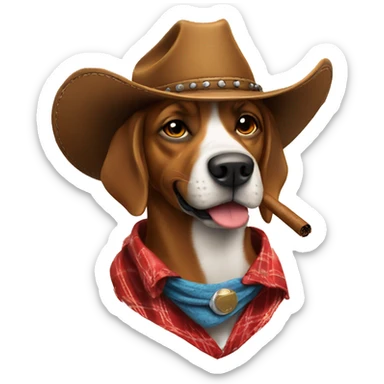 cowboy dog smoking cigar sticker