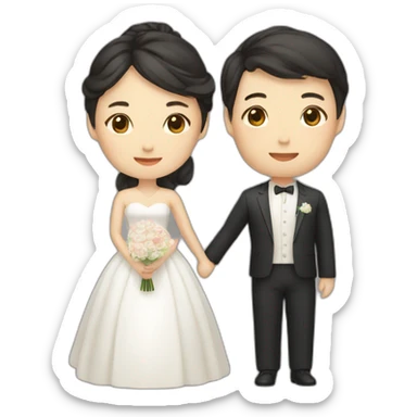 korean woman marrying sticker