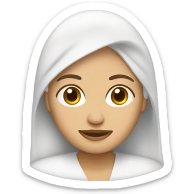 mujer blanca con toalla en la cabeza y crema en el rostro sticker