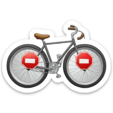 Bike wheel with a stop sign sticker