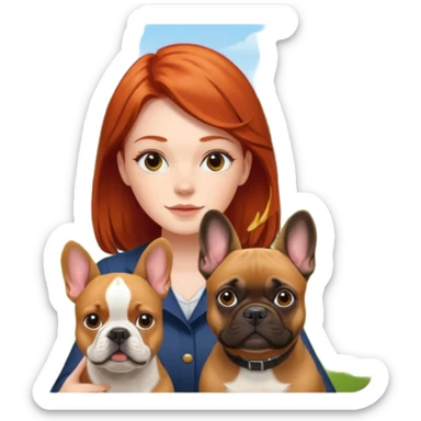 Redhead girl with french bulldog and belgian malinua sticker