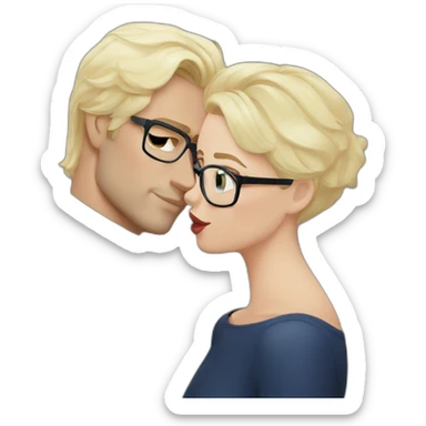 Henry Cavill kiss blond woman wearing glasses, with very short hair sticker