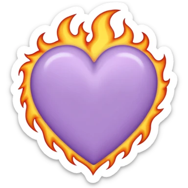pastel purple heart with flames around it sticker