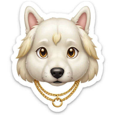 White dog wering cuban chain sticker