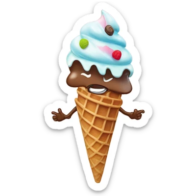 Ice cream cone dancing sticker