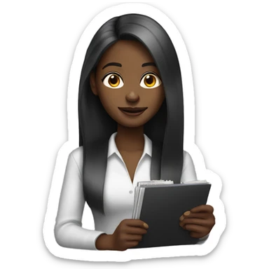 Black lady with calculator and straight long hair sticker