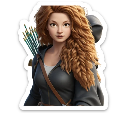 girl with arrow and quiver sticker