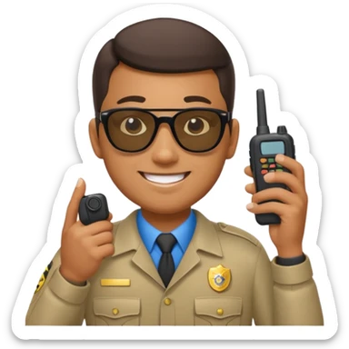 school security, sun glasses, holding walkie-talkie sticker