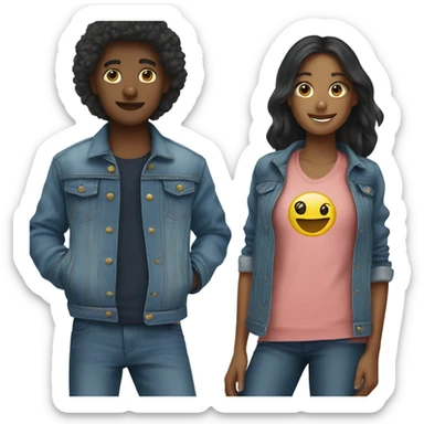 boy and girl in denim jackets sticker
