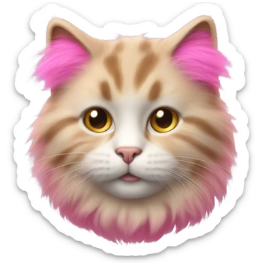 Pink furry cat sticker