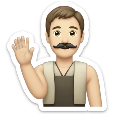 german man, mustache, japanese manji, arm in the air sticker