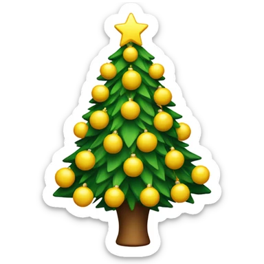 Christmas tree decorated with yellow decor sticker