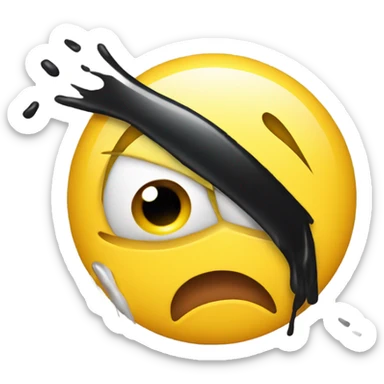 Yellow cry face with running mascara sticker