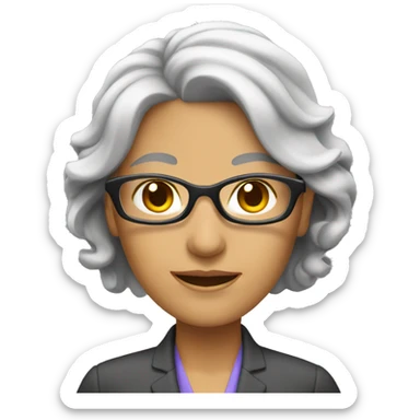 Women business teacher with gray color hair. sticker