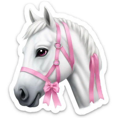 A beautiful white horse with a minimalistic pink bow sticker