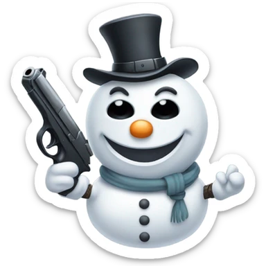 Evil snowman with a gun sticker