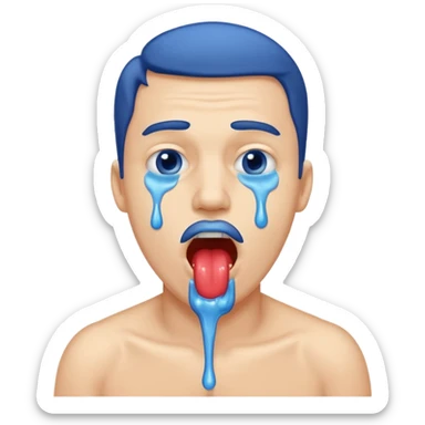 Man Hungry drooling and blue saliva dripping out of the mouth sticker