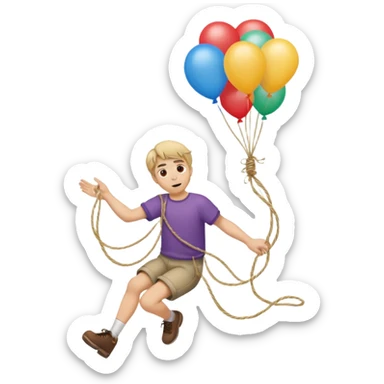 человек зацепился о шарик и летит  sticker