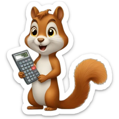 A squirrel with a calculator sticker