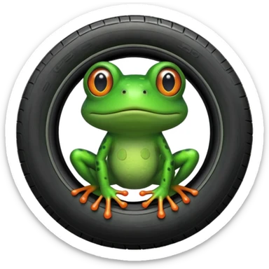 Frog head and legs but the body is a tire sticker